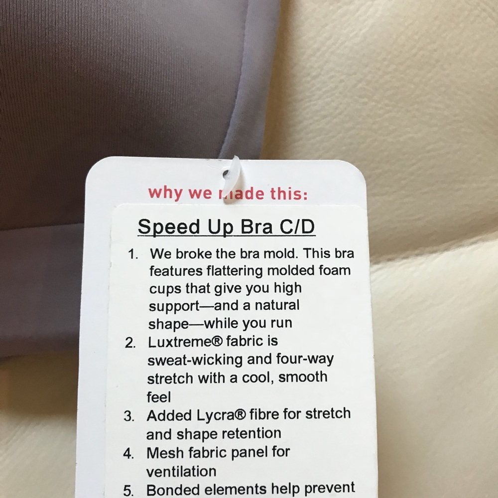 NWT DUSTY DAWN LULULEMON SPEED UP BRA SIZE 10 - Picture 6 of 8
